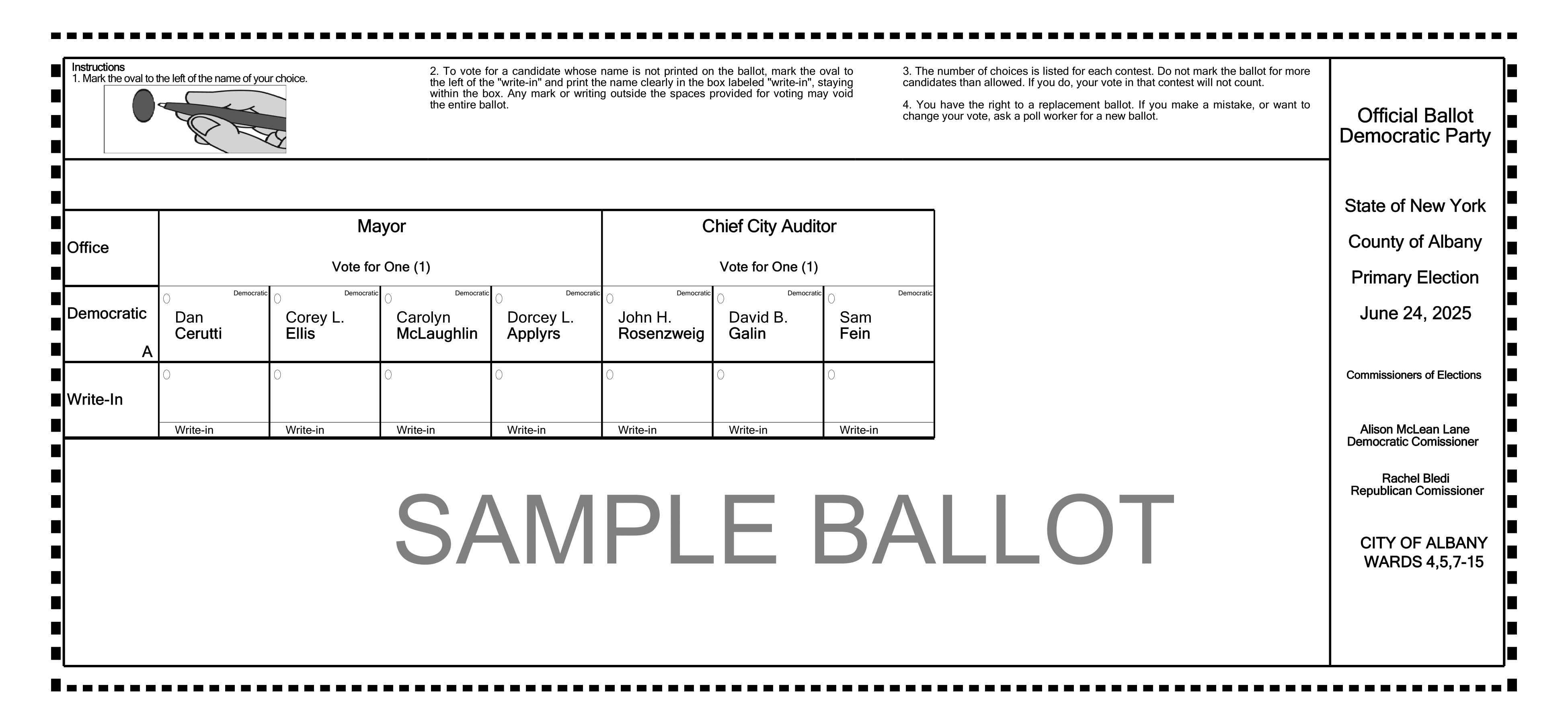 Albany Democratic Ballot Wards 4 5 715-1